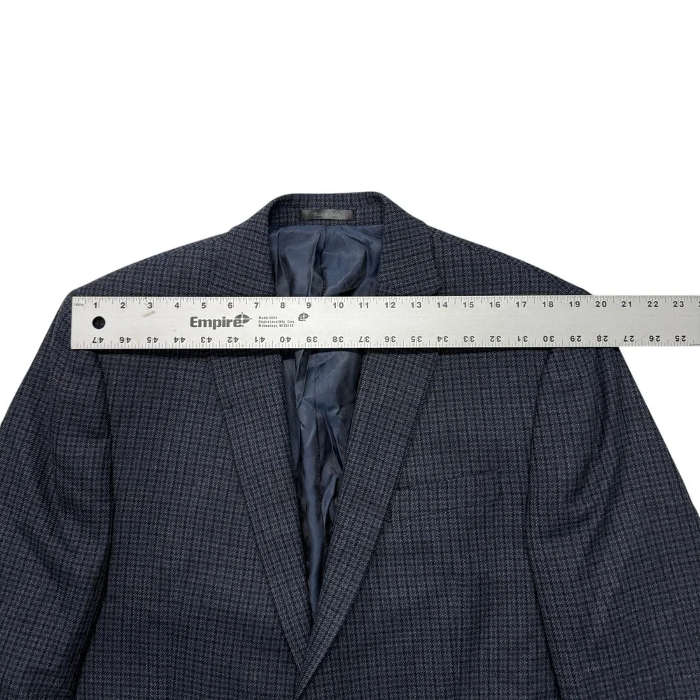 Lauren Ralph Lauren Mens 44L Blue Black Wool Micro Check Blazer Sport Coat